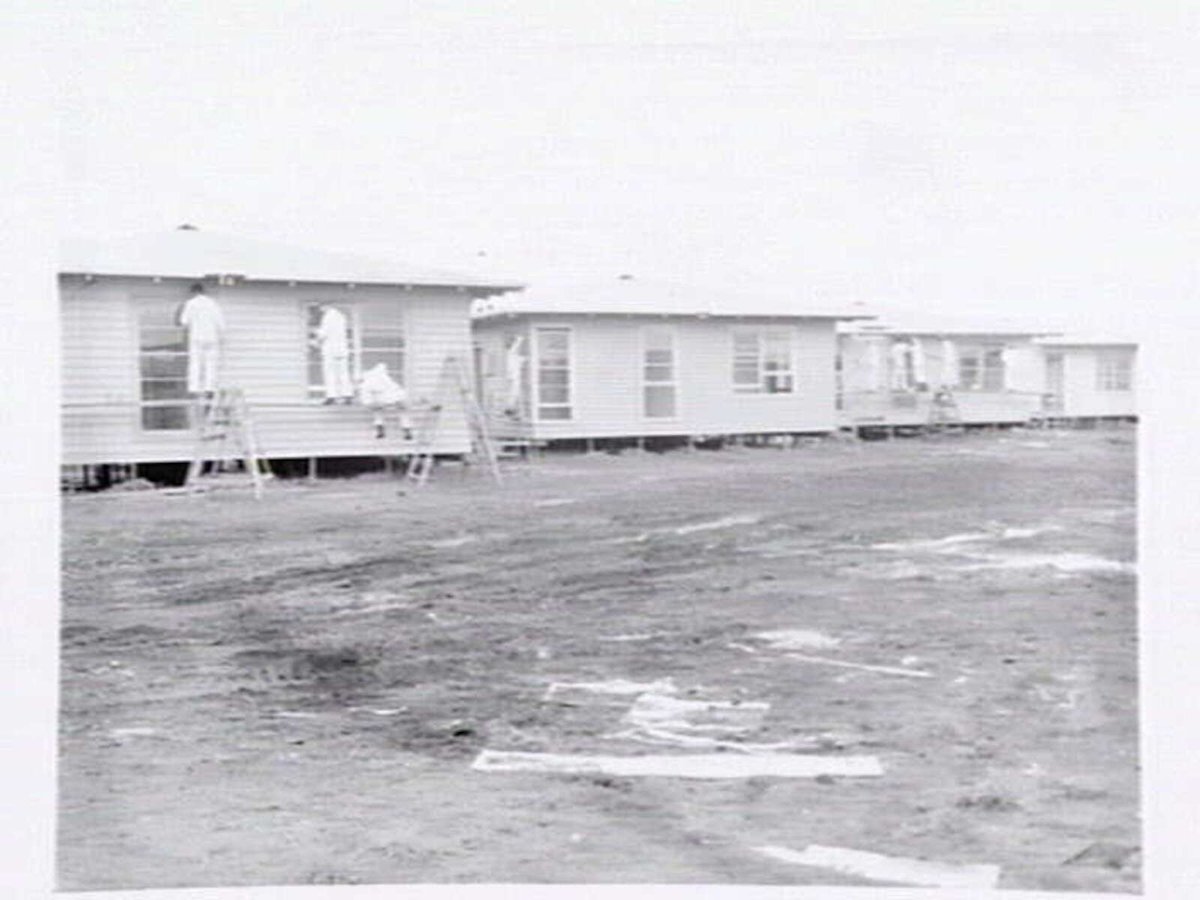 Housing Commission of Victoria prefabricated homes and construction yards by G.A. Winwood, builder of Camberwell (1949)