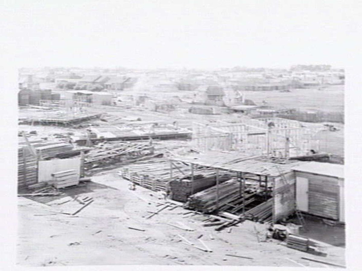 Housing Commission of Victoria prefabricated homes and construction yards by G.A. Winwood, builder of Camberwell (1949)