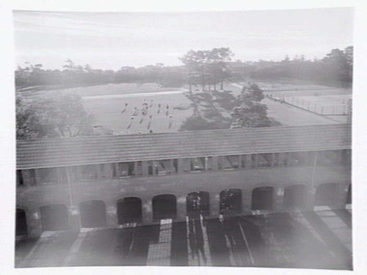 Toorak College, Mornington Rd., Mt. Eliza, showing buildings, grounds, facilities and students in class (1949)