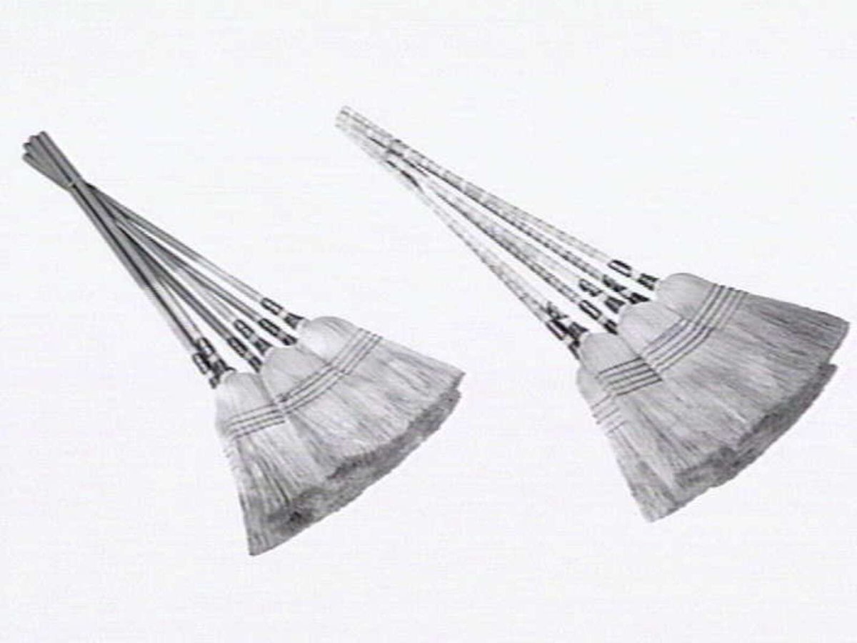 Thomas Mitchell & Son brushwear products, including broom heads, mops, straw brooms, paint brushes, feather dusters, scrubbing brushes and view of premises at 120-152 Victoria St., Brunswick (1952)