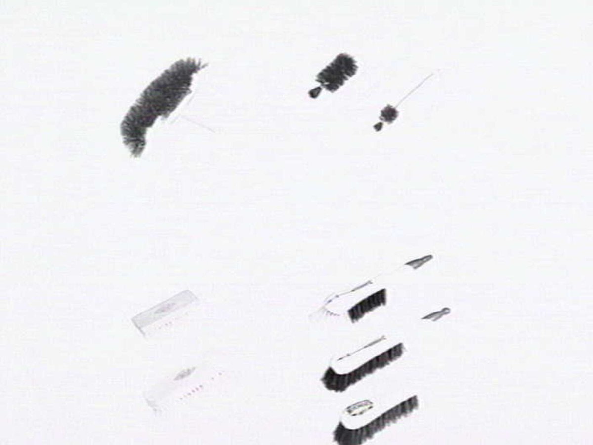 Thomas Mitchell & Son brushwear products, including broom heads, mops, straw brooms, paint brushes, feather dusters, scrubbing brushes and view of premises at 120-152 Victoria St., Brunswick (1952)