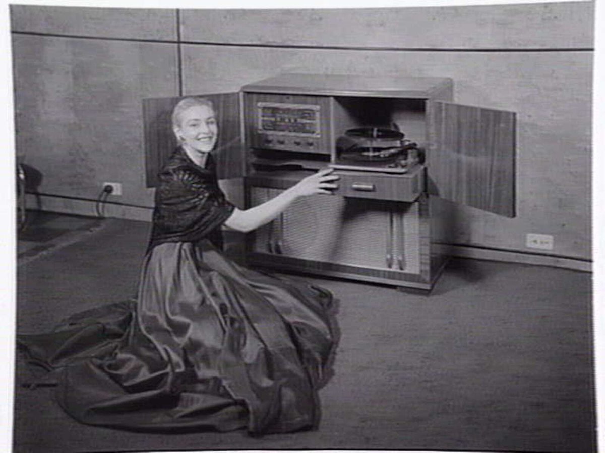 Classic brand sound equipment displayed at Classic Radios, Malvern East (c. 1953)