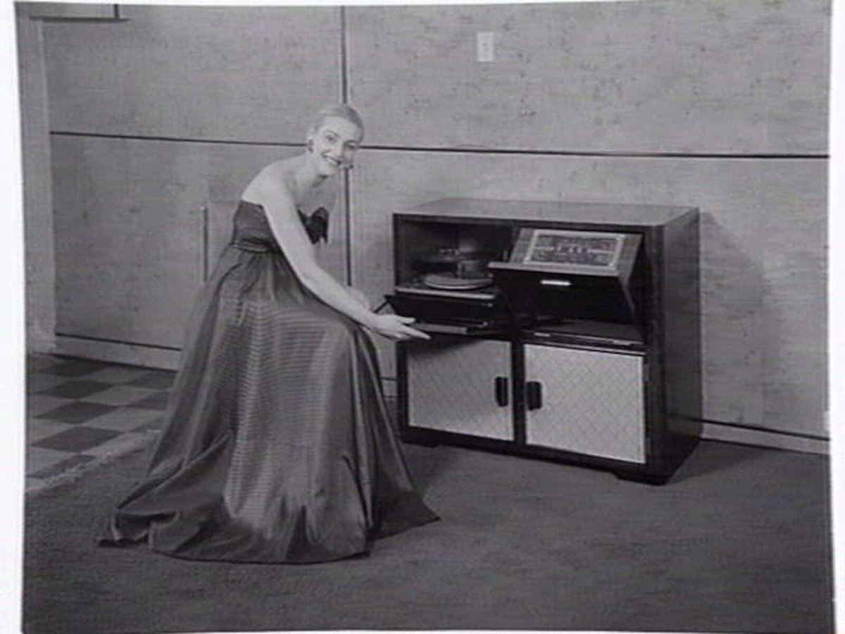 Classic brand sound equipment displayed at Classic Radios, Malvern East (c. 1953)