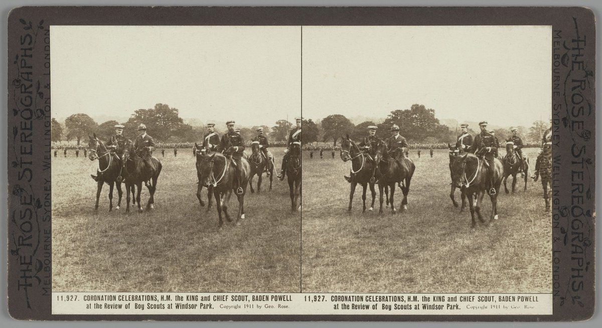 CORONATION CELEBRATIONS, H.M. the KING and CHIEF SCOUT< BADEN POWELL at the Review of Boy Scouts at Windsor Park (1911)
