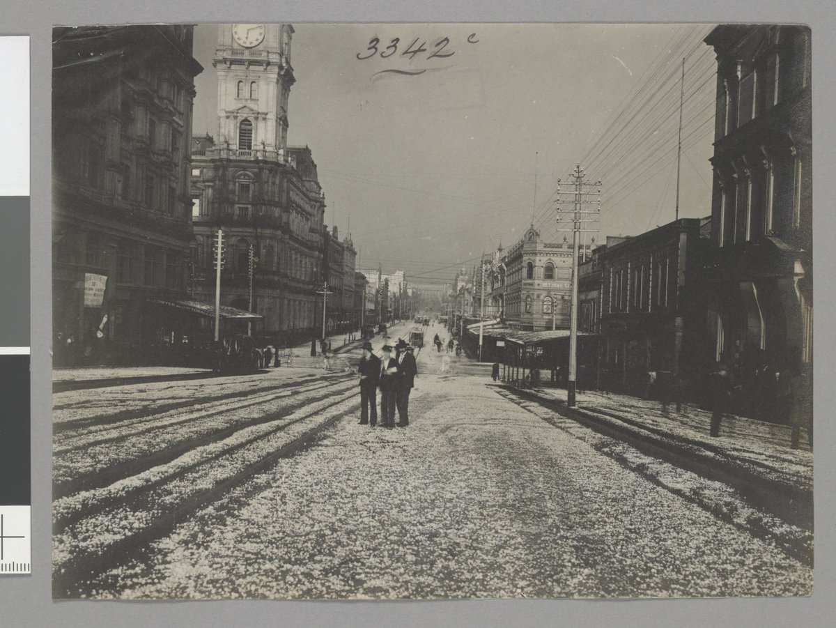 Bourke Street after hail storm, Melbourne City (1901)
