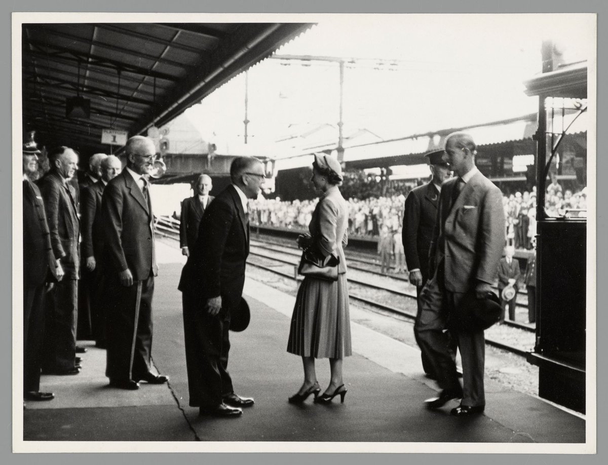 Queen Elizabeth and Prince Philip at Flinders Street Railway Station, Melbourne City (1954)