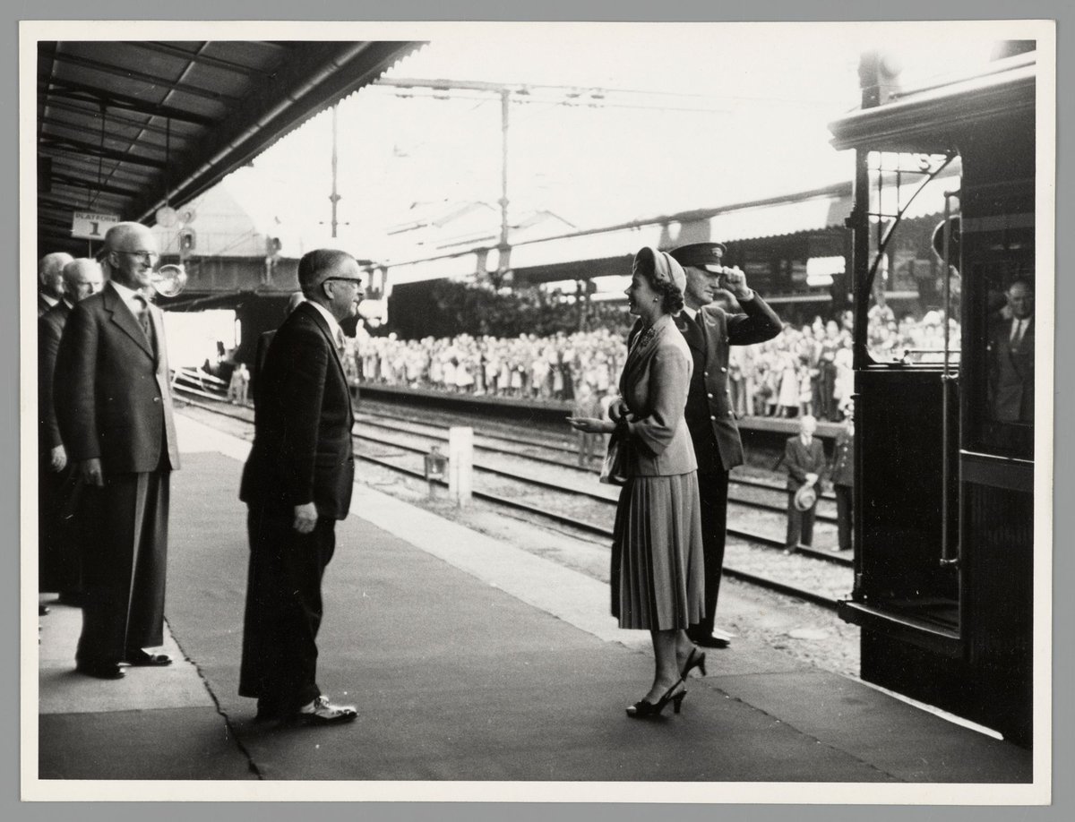 Queen Elizabeth and Prince Philip at Flinders Street Railway Station, Melbourne City (1954)