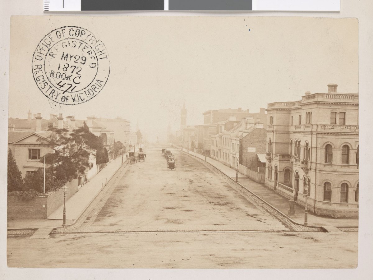 Collins Street looking west from Spring Street, Melbourne City (1872)