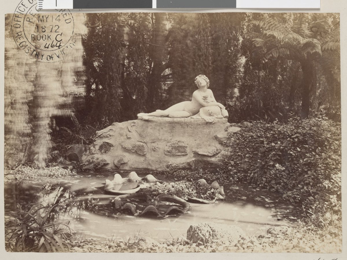 Statue and pond in Fitzroy Gardens, East Melbourne (1872)