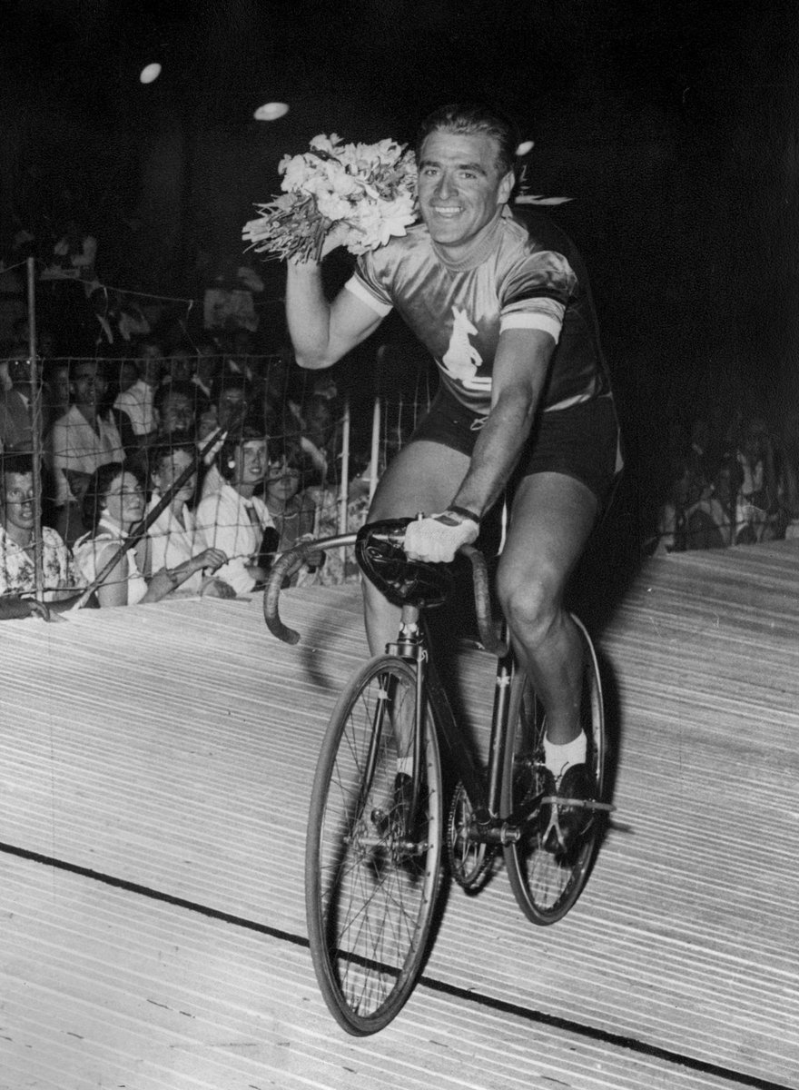 Sid Patterson, favorite [i.e. favourite] for the final of the Austral Wheelrace at North Essendon board track tomorrow night, Essendon North (c. 1948)