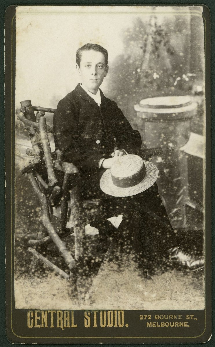 Studio portrait of unidentified young man by Central Studio, Melbourne (1890s)