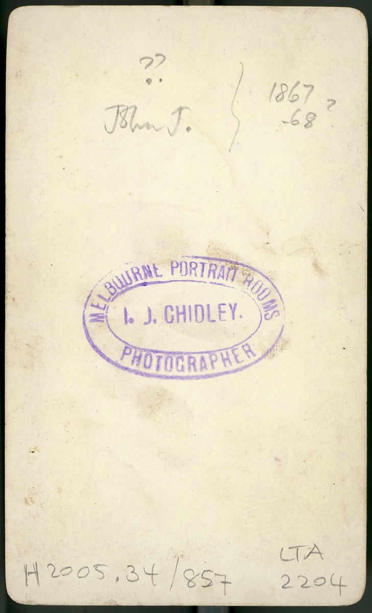 Studio portraits taken in Melbourne by I. J. Chidley (1850–80)