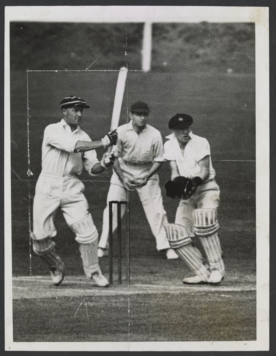Powerful shot to leg by Rigg (Melbourne) which produced a single in the pennant final against Fitzroy (c. 1940)