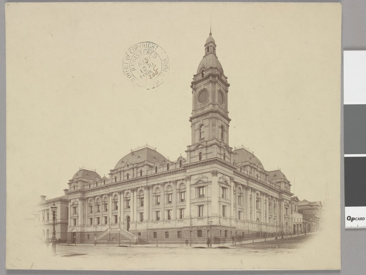 Town Hall Melbourne fronting Collins Street and Swanston Street, Melbourne City (1870)