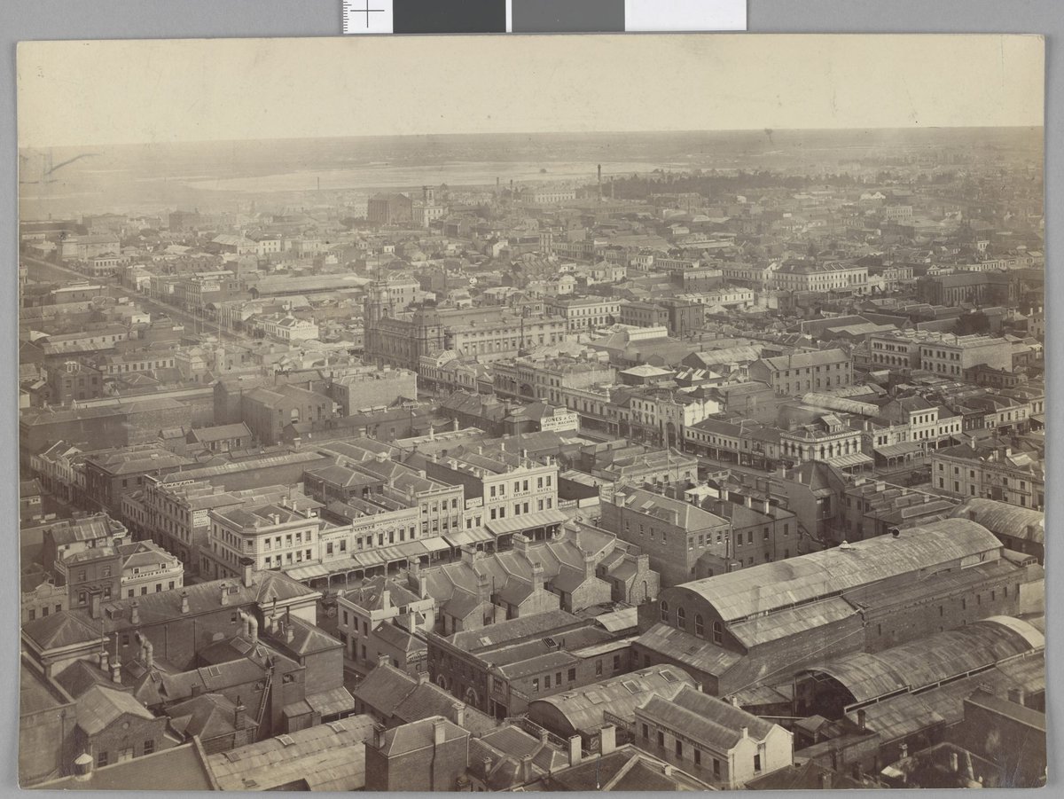 View from the top of the Scots Church steeple, Collins Street, Melbourne City (1875)
