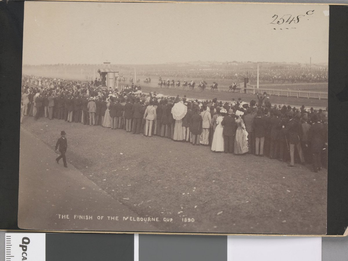 The finish of the Melbourne Cup, Flemington (1890)