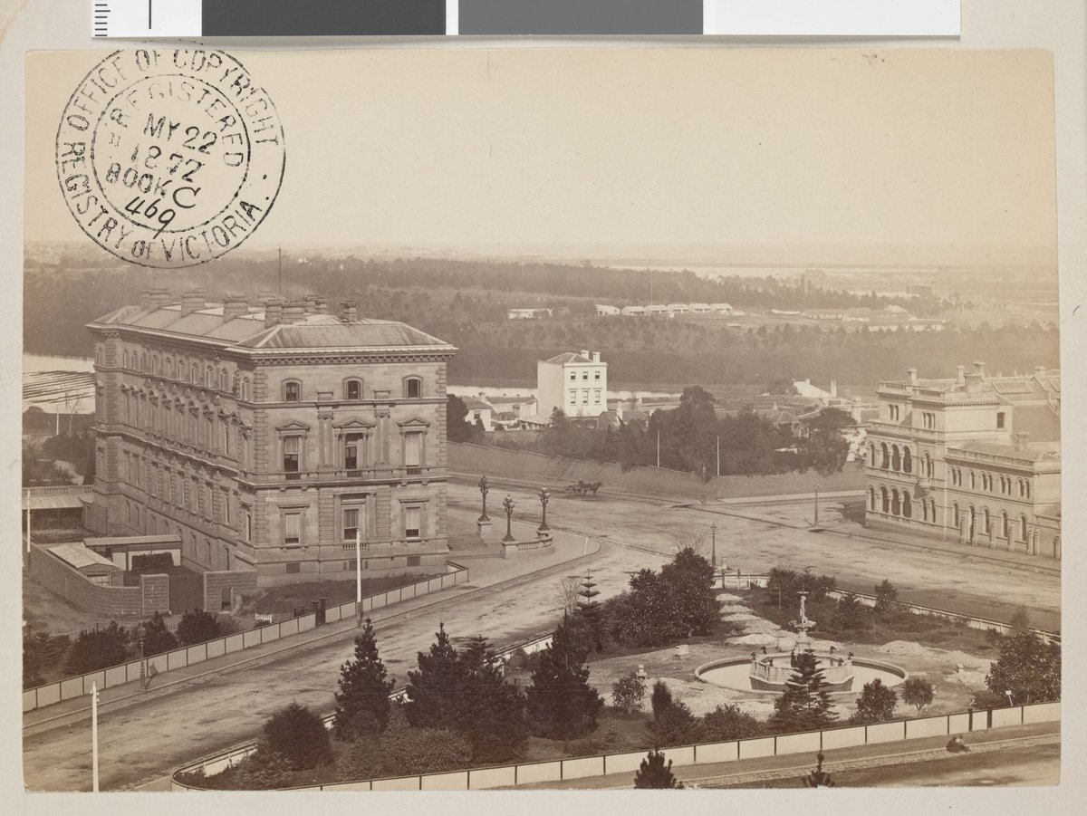 Melbourne looking south west from Treasury, Melbourne City (1872)