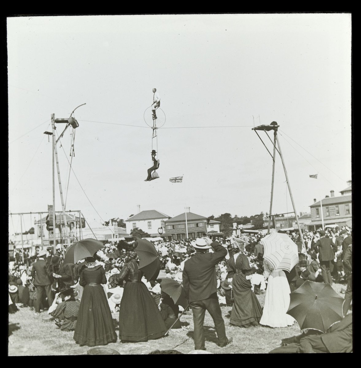 Trick cyclists on the high wire, Brighton Beach (1906–14)