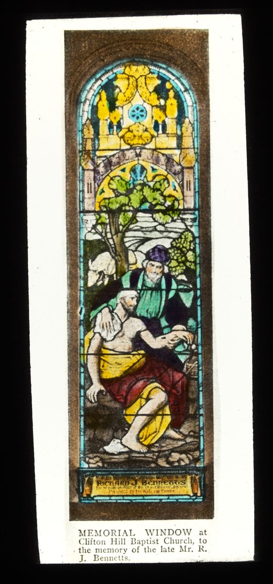 Memorial window at Clifton Hill Baptist Church to the memory of the late Mr R.J. Bennetts (1910–20)