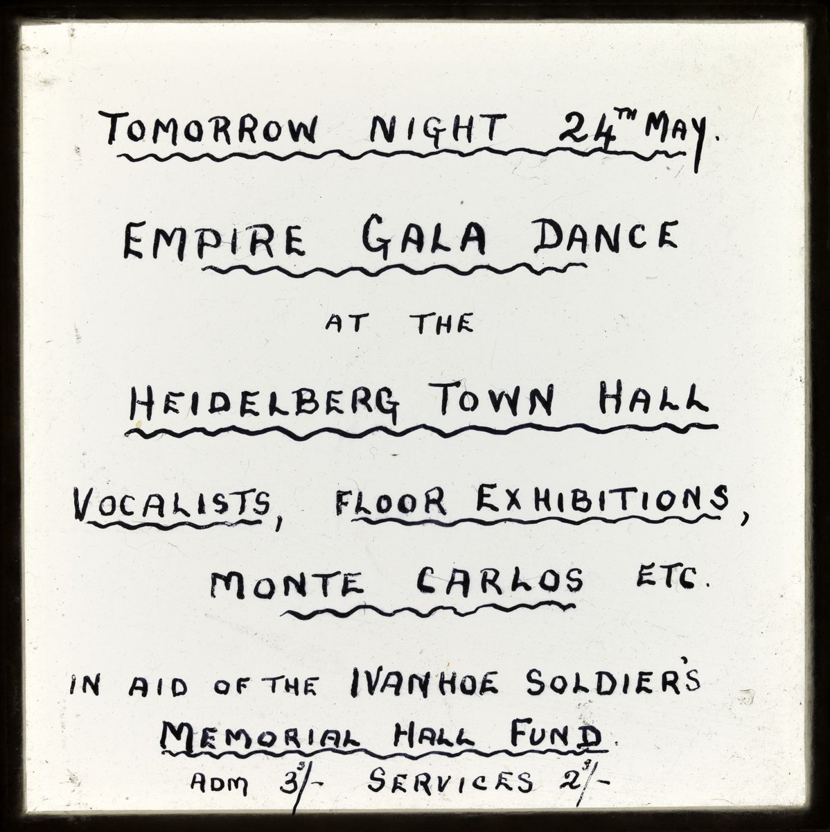 Notice of a dance at Heidelberg Town Hall, Victoria (1923–30)
