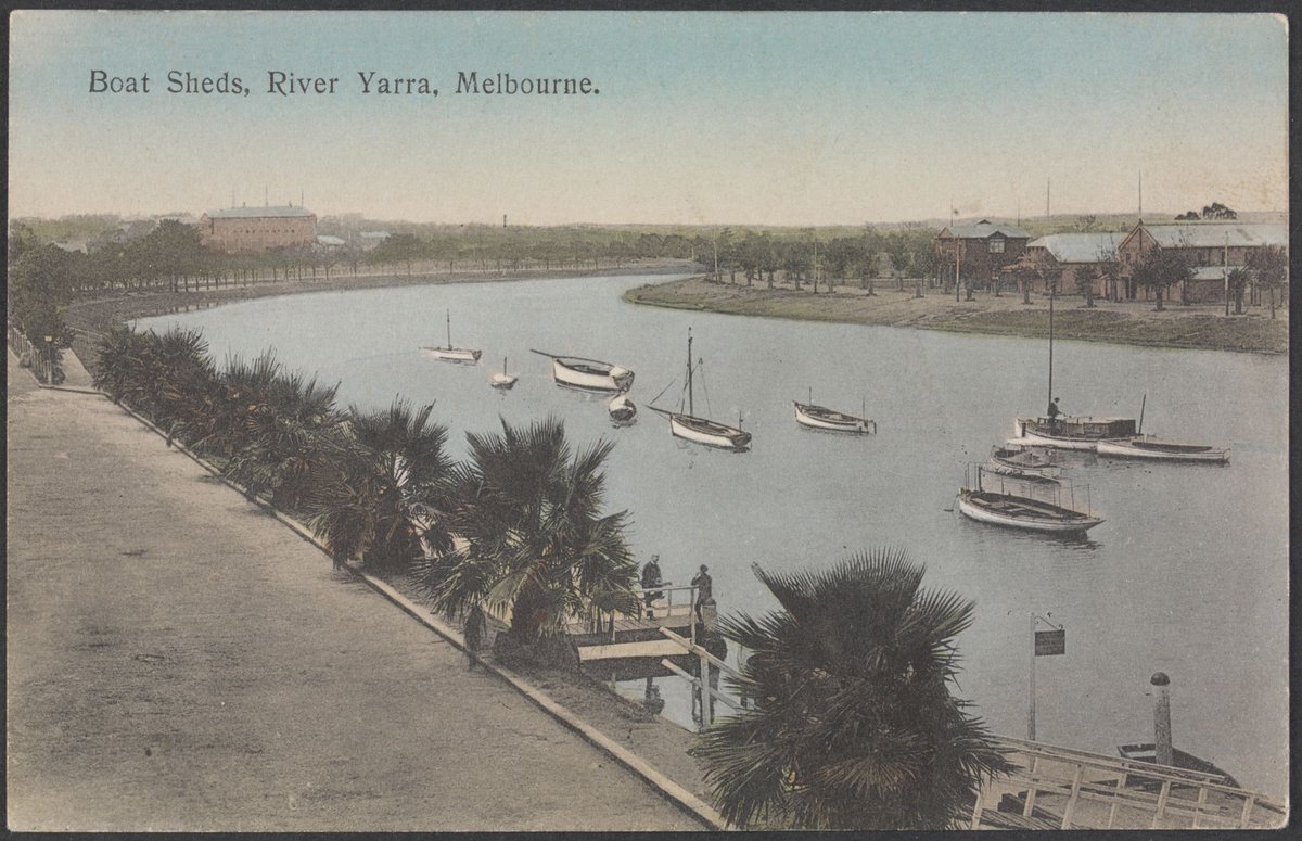 Boat Sheds, River Yarra, Melbourne, Yarra River (c. 1908)