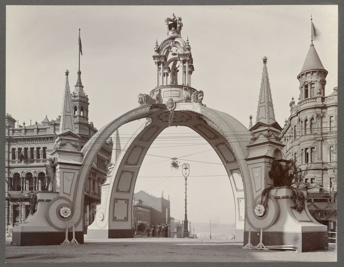 THE QUEEN VICTORIA ARCH. At the intersection of Collins and Russell Streets, Melbourne City (1901)