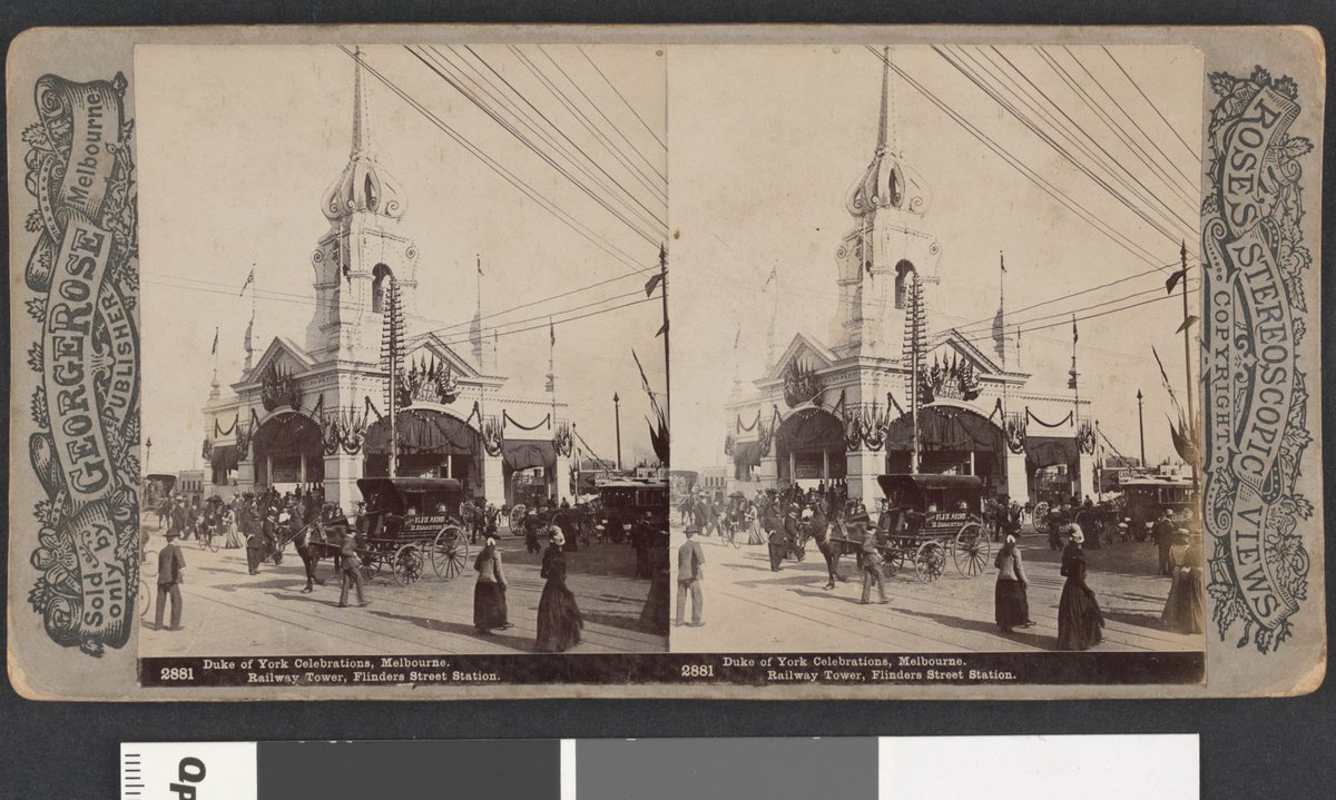 "Duke of York Celebrations, Melbourne. Railway Tower, Flinders Street Station.", Melbourne City (1901)