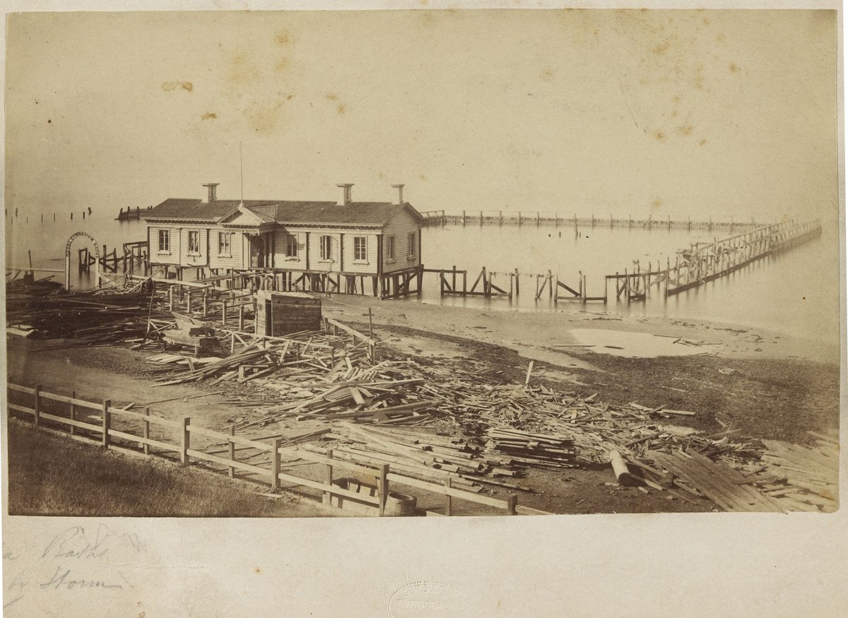 St. Kilda Baths [Royal Gymnasium Baths] Destroyed by storm, St Kilda (c. 1863)