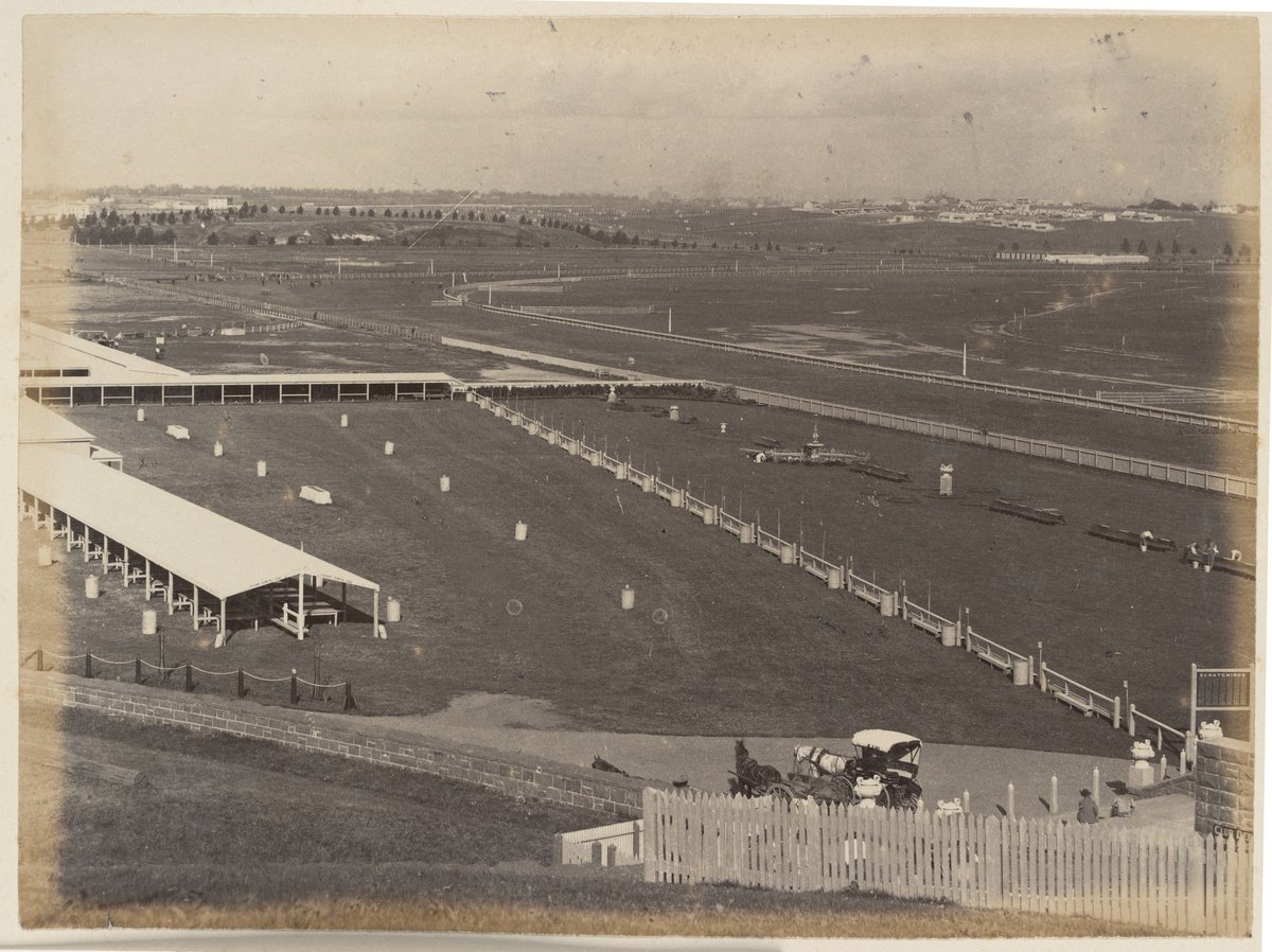 General view of Flemington race course (c. 1883)