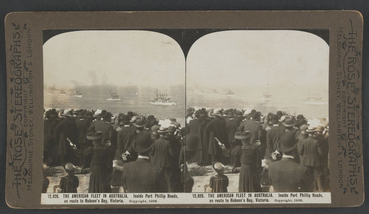 THE AMERICAN FLEET IN AUSTRALIA. Inside Port Phillip Heads, en route to Hobson's Bay, Victoria, Port Phillip Bay (c. 1908)