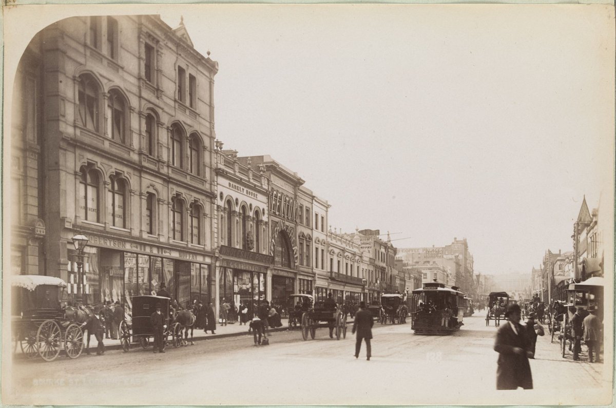 Bourke St looking east [between Elizabeth and Swanston Streets, north side], Melbourne City (1892–1900)