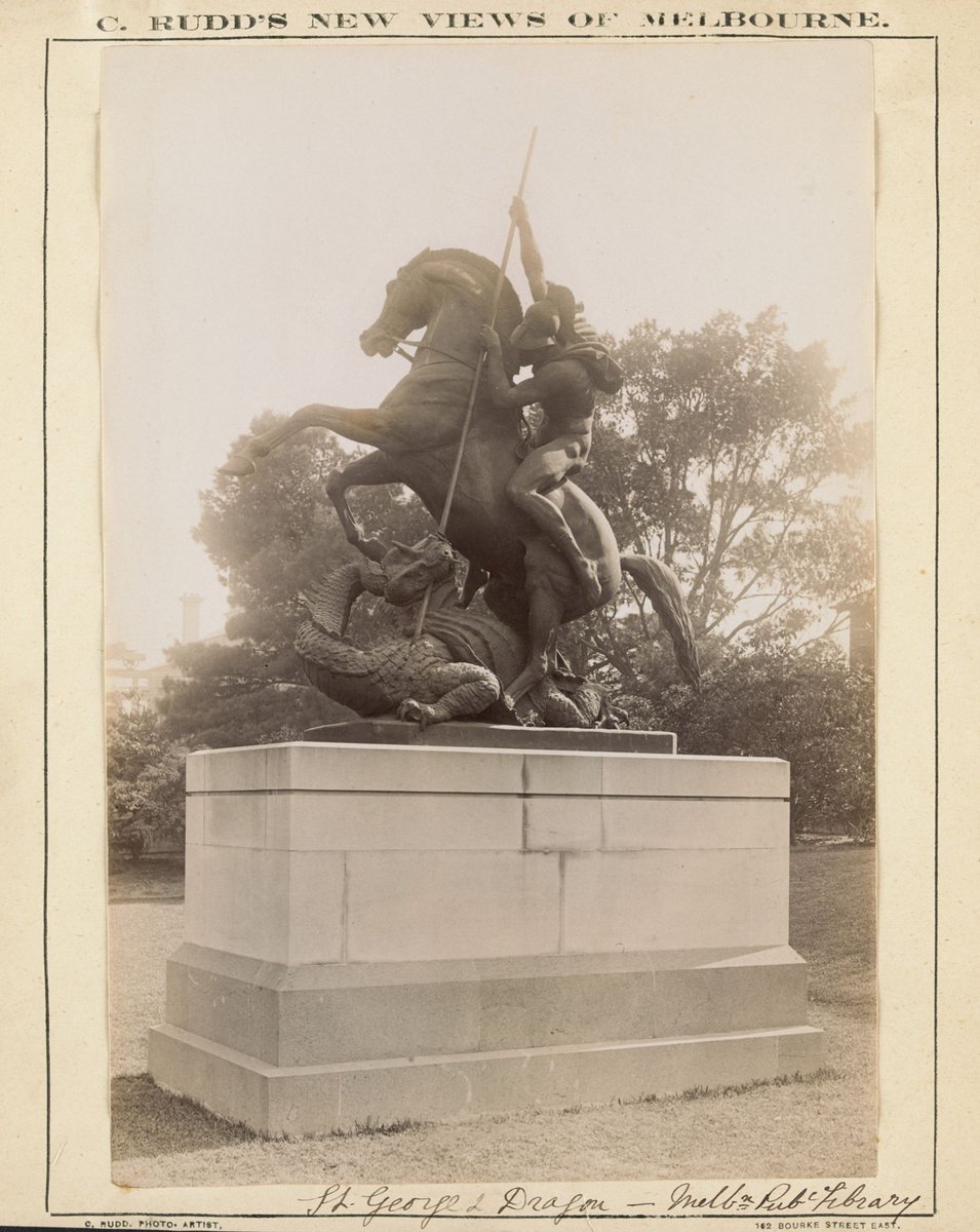 St George & Dragon [by Sir Edgar Boehm] - Melb[ourne] Public Library, Melbourne City (1888–89)