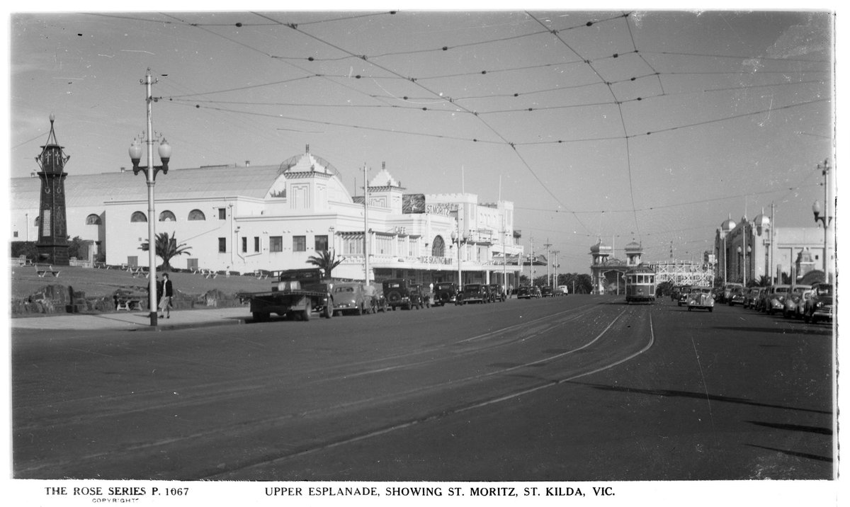 Upper esplanade, showing St. Moritz, St. Kilda, Vic, St Kilda (1920–54)