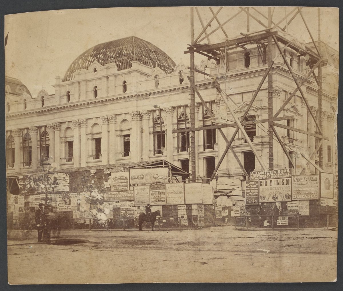 Melbourne Town Hall under construction, Melbourne City (c. 1869)