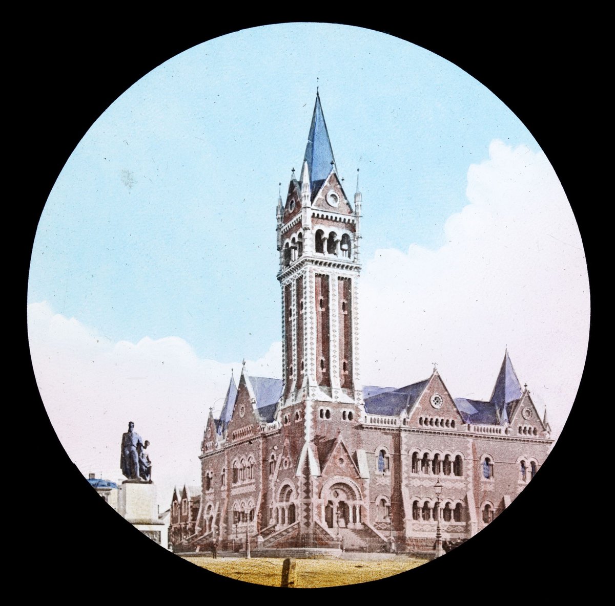 Australia Congregational Church Melbourne [Independent Church, cnr. Russell & Collins Streets and Burke and Wills sculpture], Melbourne City (c. 1890)