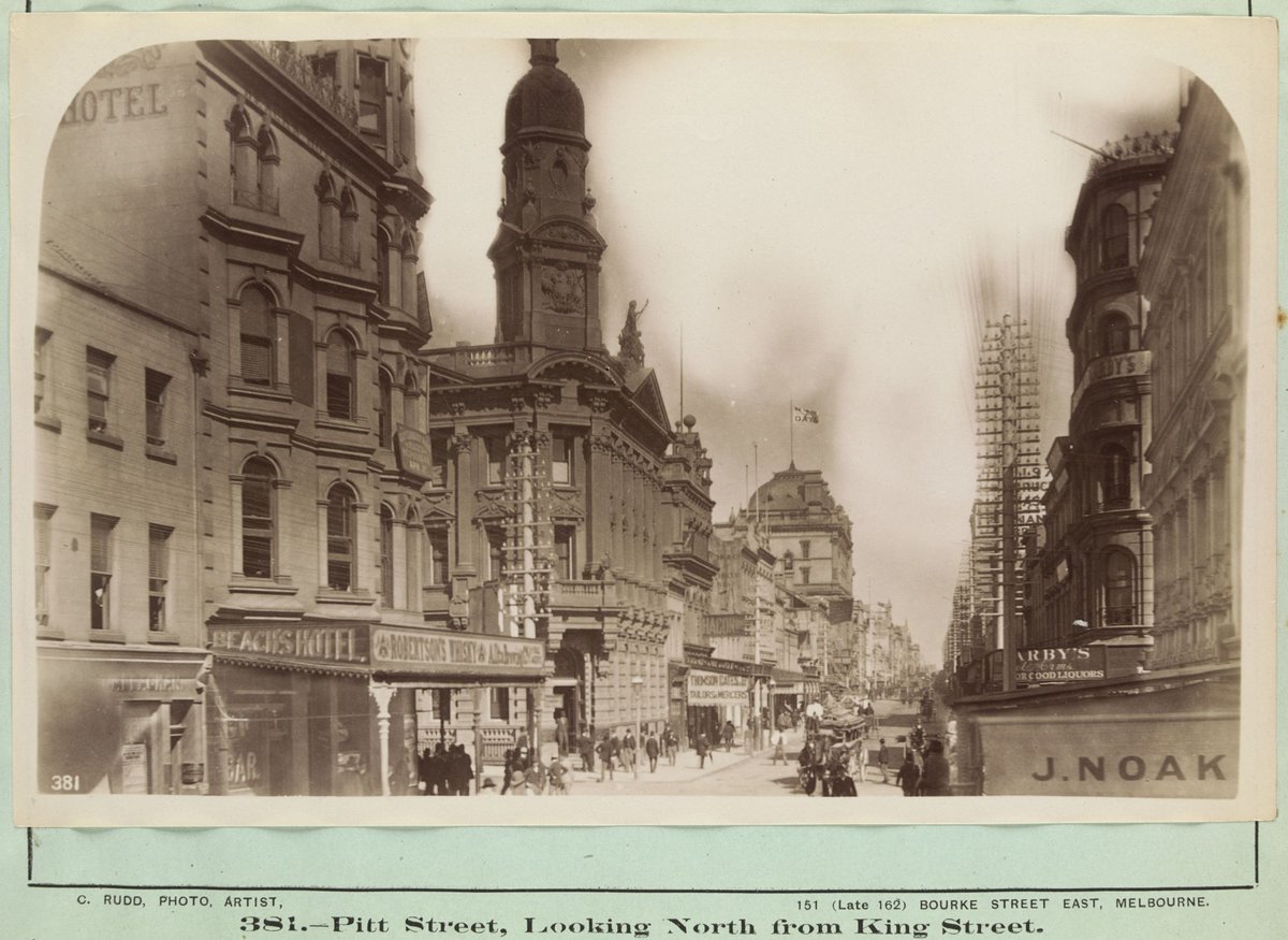Pitt Street, looking north from King Street, Melbourne City (1889–91)