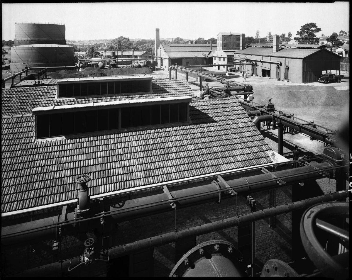 Exterior view of factory rooftops, Colonial Gas Association, Box Hill (c. 1945)