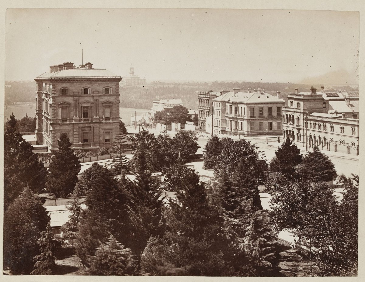 Treasury building, and Gordon Reserve, East Melbourne, Melbourne City (c. 1880)