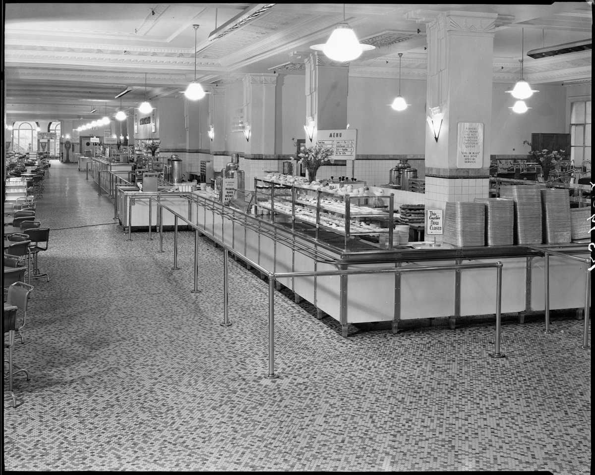 Coles cafeteria, 299-301 Bourke Street, Melbourne, looking south, Melbourne City (c. 1953)