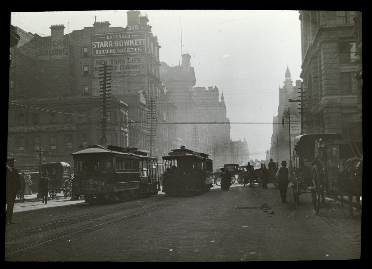 Collins St. Melb. [i.e. Melbourne] looking West [showing Elizabeth St. intersection], Melbourne City (1900–05)