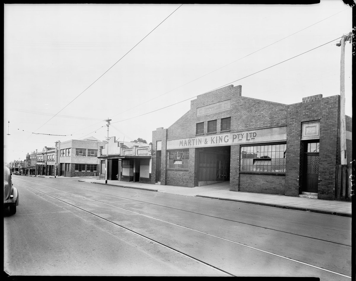 "Car bodies and premises of Martin & King, auto body finishers at 1073-95 High St., Armadale and workshop at 1097-1111 High St., Armadale" (1948)