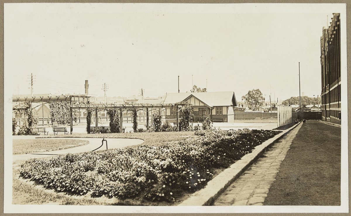 Gardens and tennis courts at Bryant & May, Richmond (c. 1927)