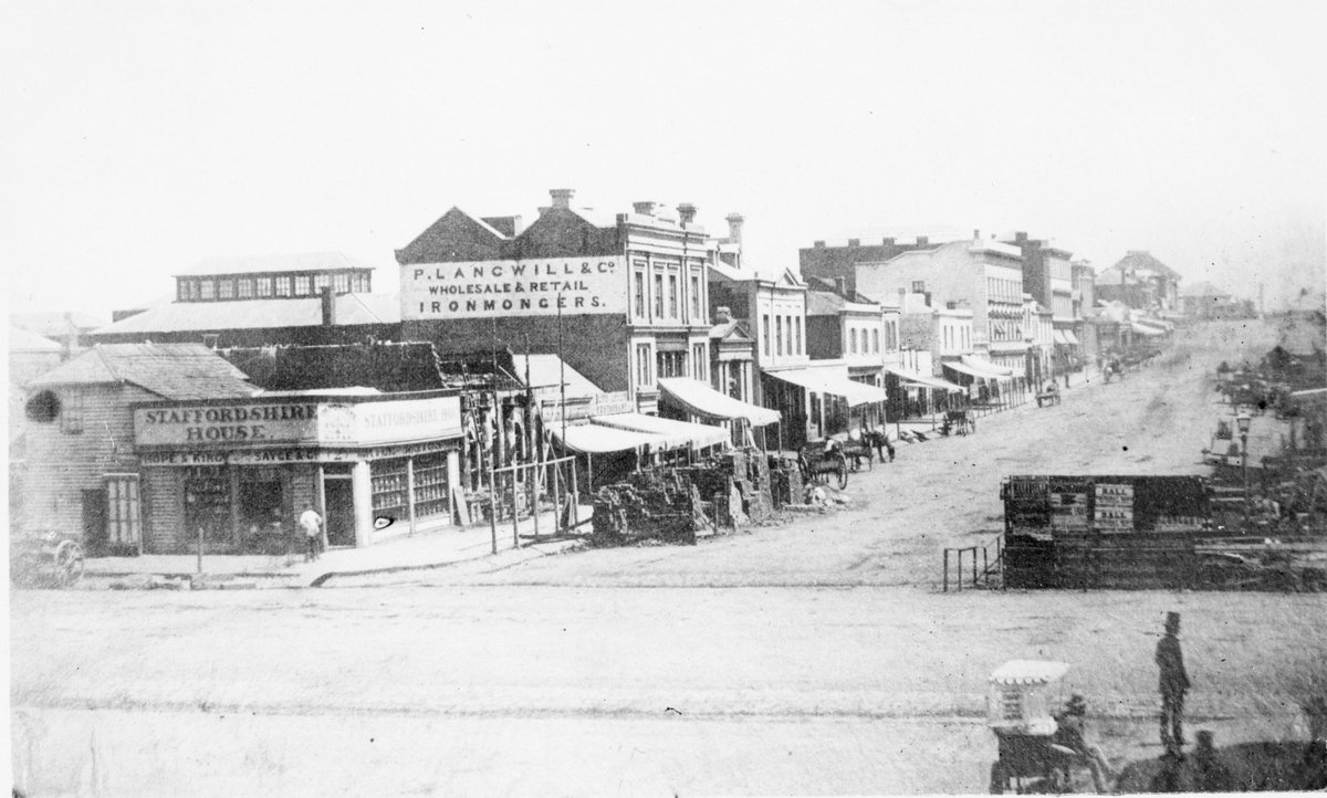 Collins St. Melb West South Side Corner Elizabeth St. looking West 1855, Melbourne City