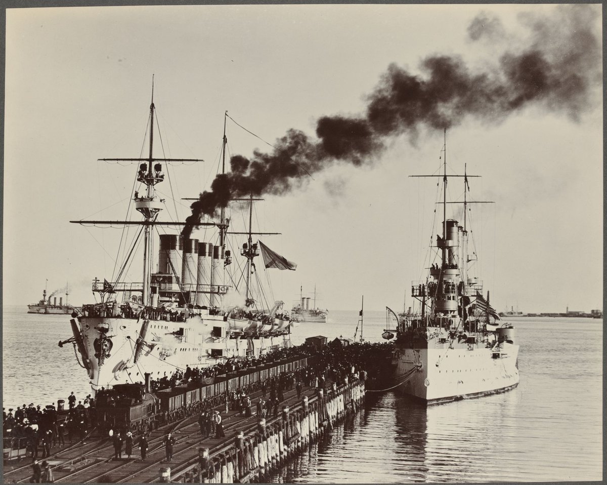 The German, Russian, Dutch, and American cruisers at Port Melbourne (1901)
