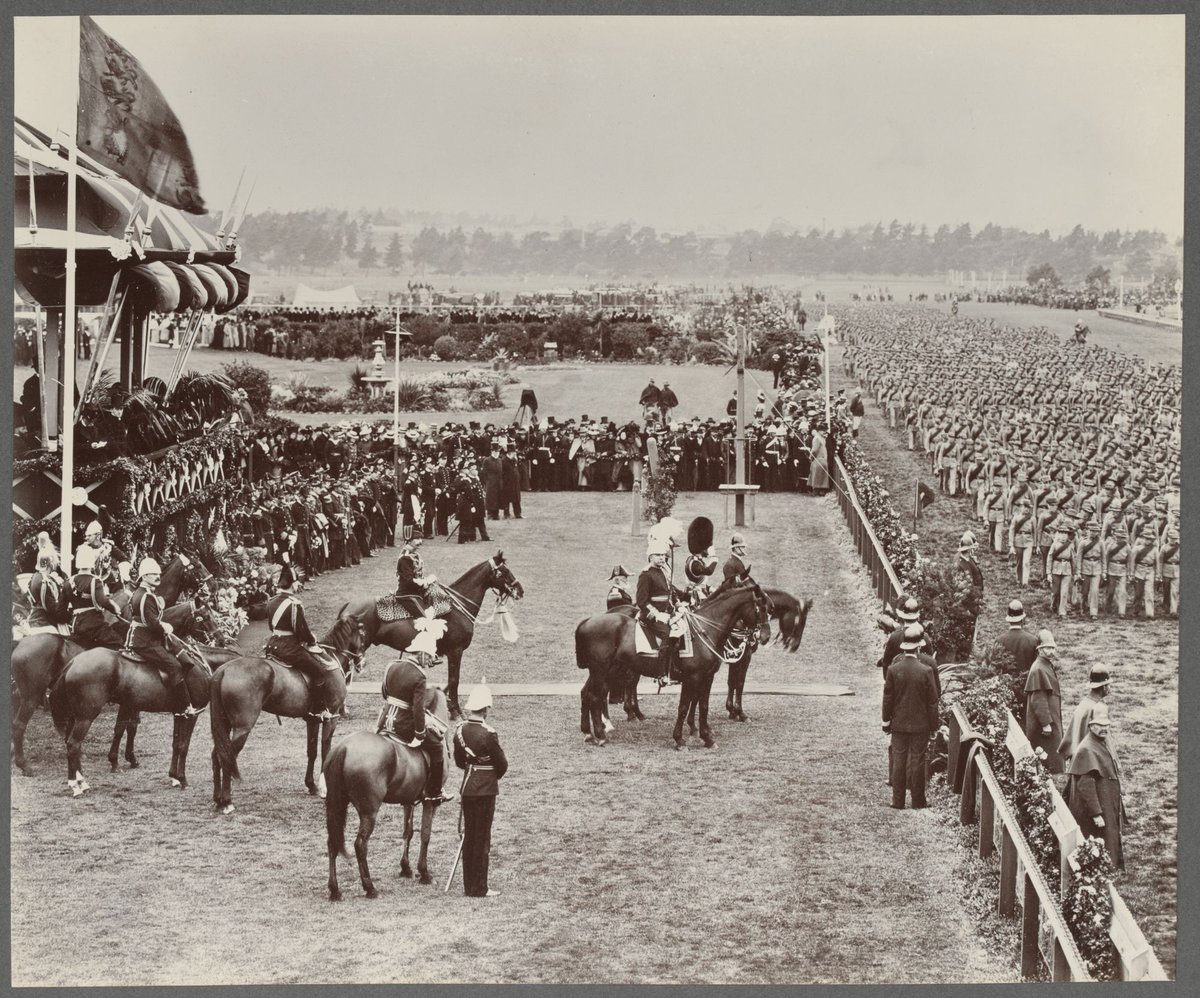 THE ROYAL REVIEW AT FLEMINGTON RACE-COURSE. Cadets marching past (1901)