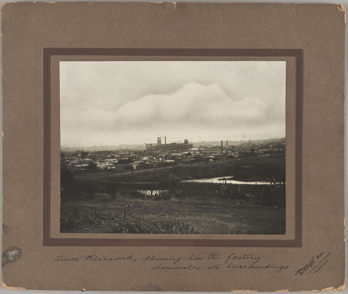 View from near Kensington Road, South Yarra, looking N.W. towards Bryant & May and across Richmond with the Melbourne skyline on the horizon (1920–26)