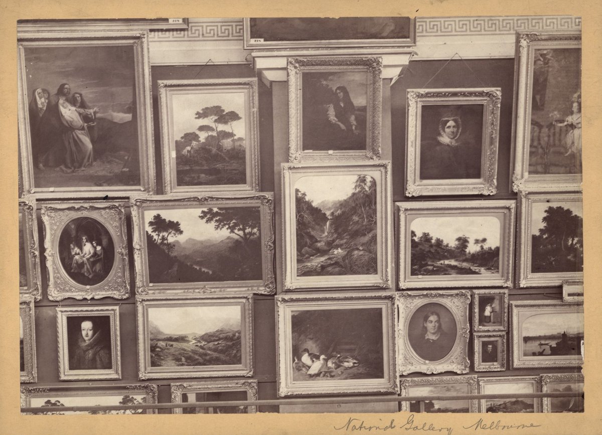 Picture display at the National Gallery of Victoria, Melbourne, Melbourne City (1900?)