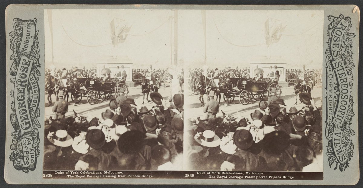 Duke of York Celebrations, Melbourne. The Royal Carriage Passing Over Princes Bridge, Melbourne City (1901)