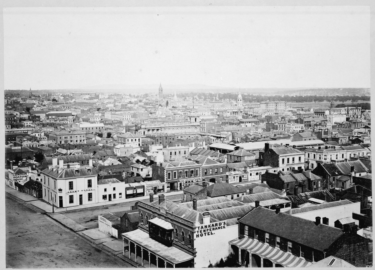 [Shows Queen Street between Lonsdale and Little Bourke Streets] : from the tower of Dr Fitzgerald's residence Lonsdale Street West, Melbourne City (1869)