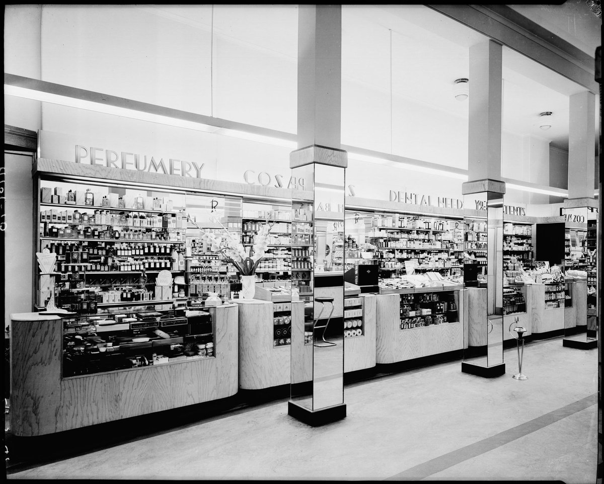 Perfume and dental needs counters, Andrews Drug Store, 69 Elizabeth St. Melbourne, Melbourne City (1947)